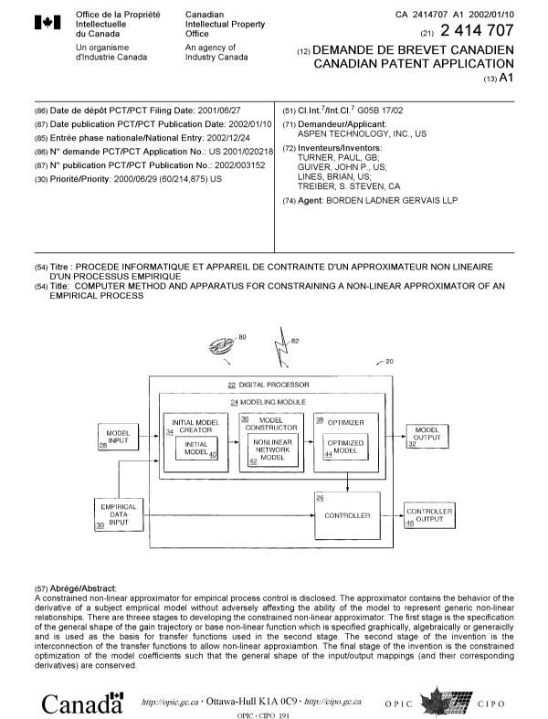 Document de brevet canadien 2414707. Page couverture 20030306. Image 1 de 1