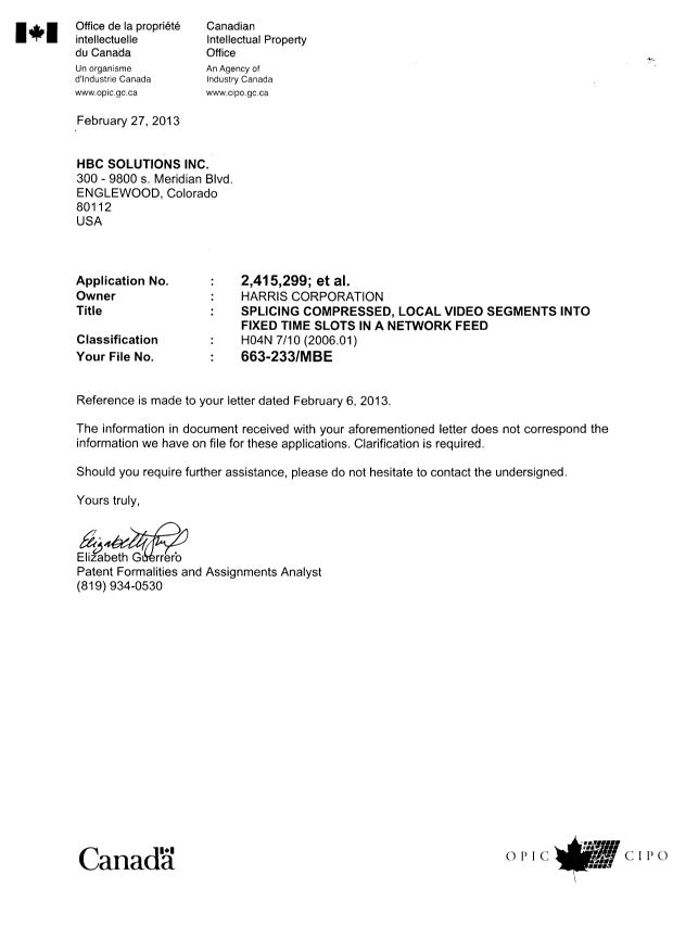 Canadian Patent Document 2415292. Correspondence 20130227. Image 1 of 3