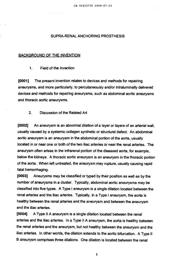 Document de brevet canadien 2415735. Description 20090723. Image 1 de 41