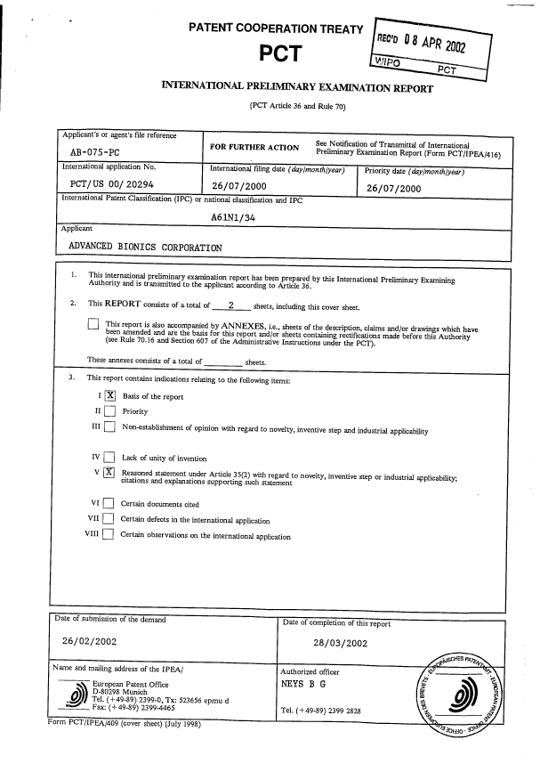 Document de brevet canadien 2416154. PCT 20030117. Image 1 de 2