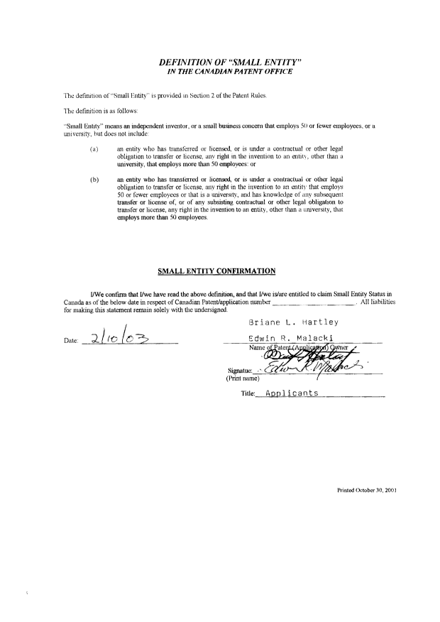 Canadian Patent Document 2416466. Correspondence 20030520. Image 2 of 2