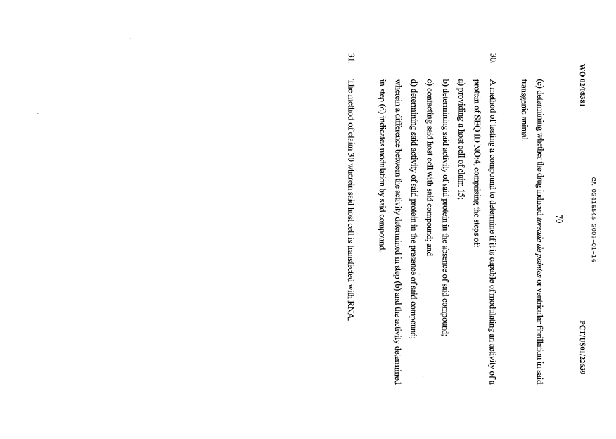 Document de brevet canadien 2416545. Revendications 20021216. Image 7 de 7