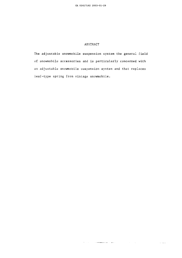 Document de brevet canadien 2417162. Abrégé 20030129. Image 1 de 1