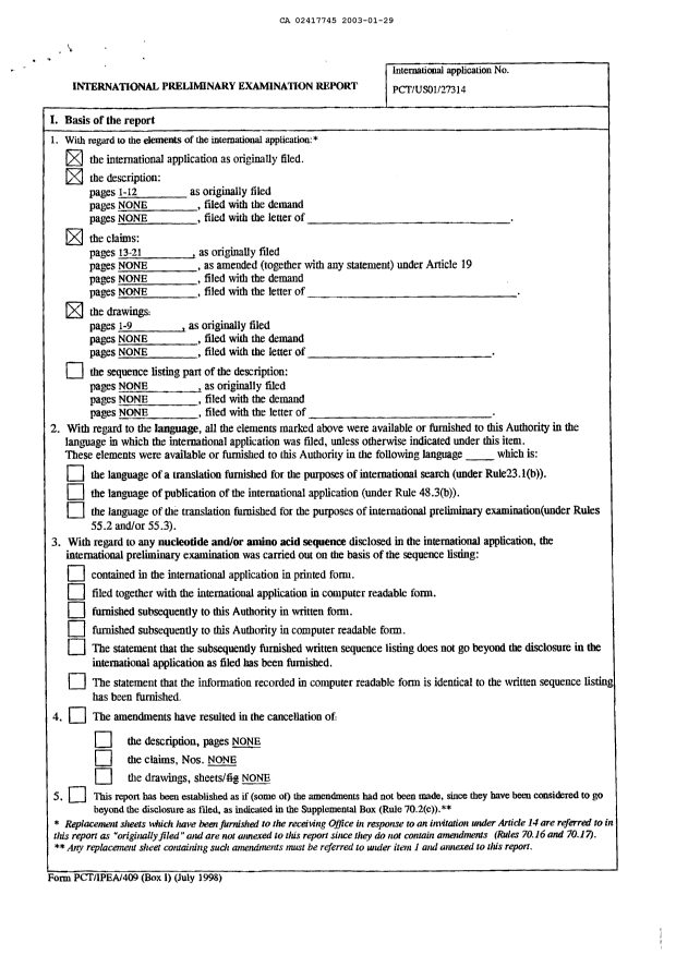 Canadian Patent Document 2417745. PCT 20030129. Image 2 of 3