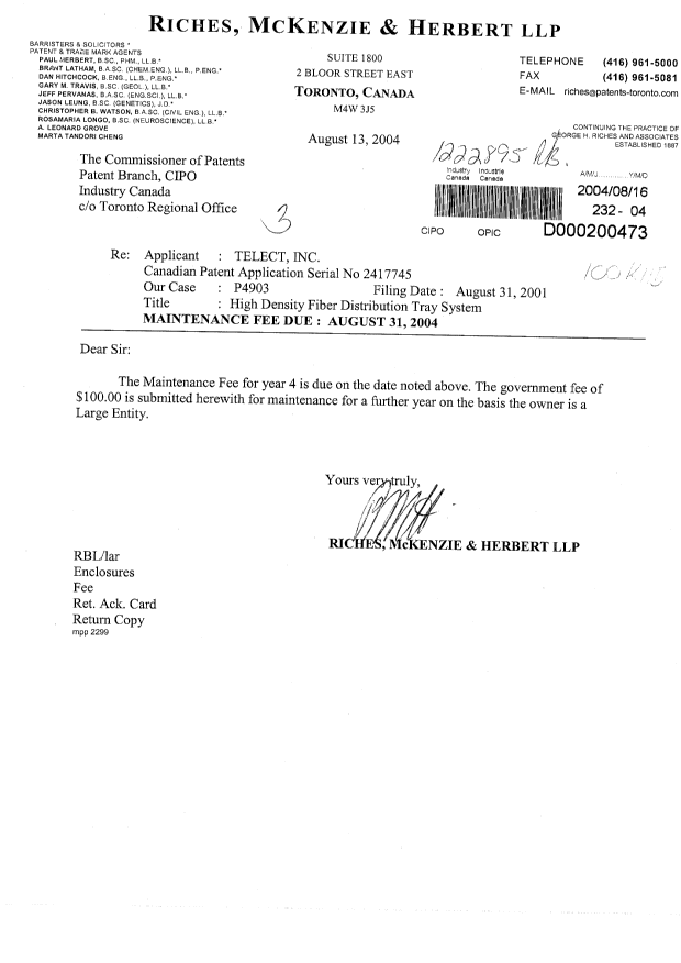 Document de brevet canadien 2417745. Taxes 20040816. Image 1 de 1