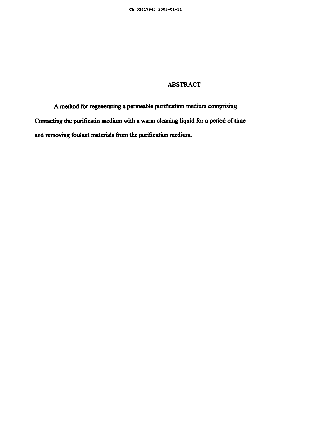 Document de brevet canadien 2417945. Abrégé 20021231. Image 1 de 1