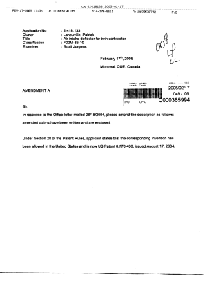 Document de brevet canadien 2418133. Poursuite-Amendment 20041217. Image 1 de 9