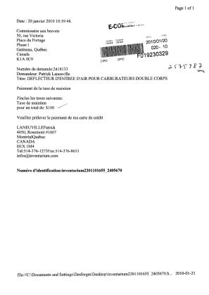 Document de brevet canadien 2418133. Taxes 20091220. Image 1 de 1