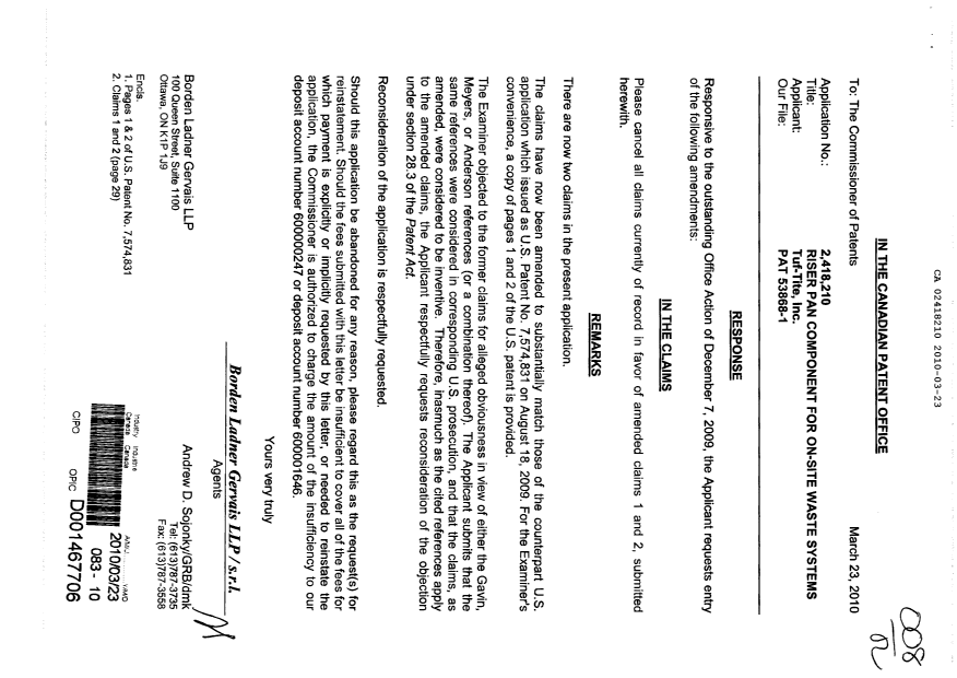 Canadian Patent Document 2418210. Prosecution-Amendment 20100323. Image 1 of 2