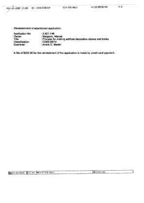 Document de brevet canadien 2421148. Poursuite-Amendment 20041224. Image 3 de 3