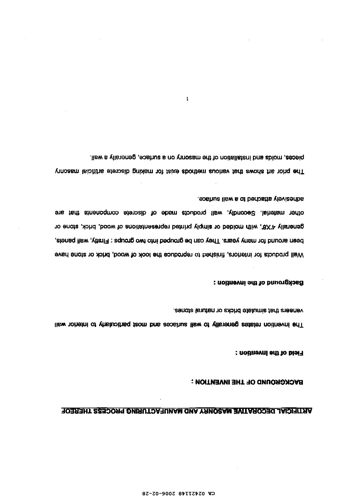 Document de brevet canadien 2421148. Description 20051228. Image 1 de 5