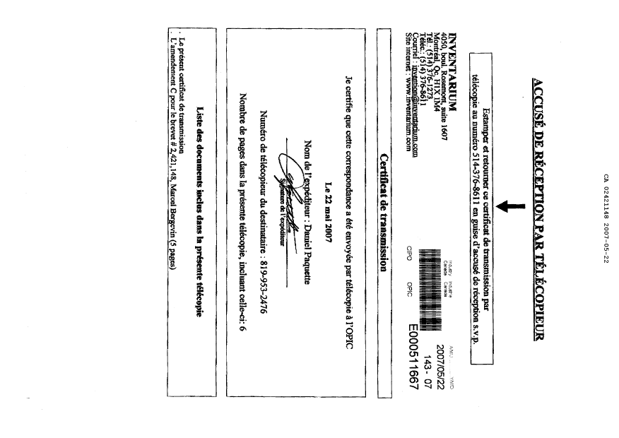 Document de brevet canadien 2421148. Poursuite-Amendment 20061222. Image 6 de 6