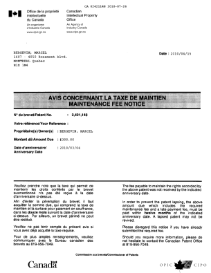 Document de brevet canadien 2421148. Correspondance 20091226. Image 1 de 3