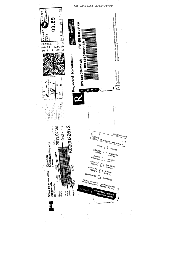 Document de brevet canadien 2421148. Correspondance 20101209. Image 3 de 4