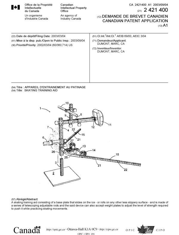 Document de brevet canadien 2421400. Page couverture 20021208. Image 1 de 1