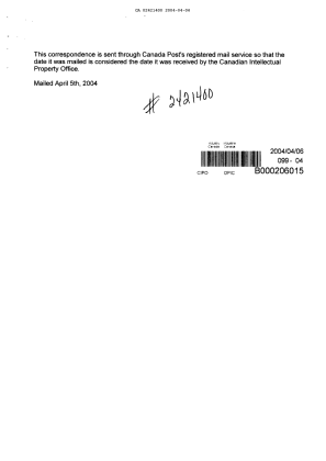 Document de brevet canadien 2421400. Poursuite-Amendment 20031206. Image 2 de 17