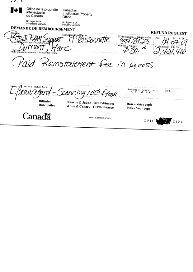 Document de brevet canadien 2421400. Poursuite-Amendment 20031209. Image 1 de 3