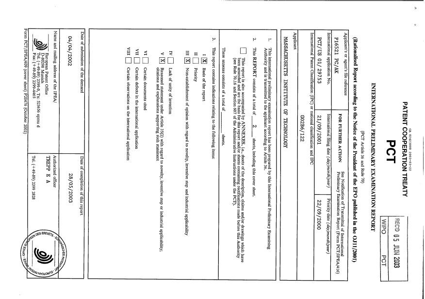 Document de brevet canadien 2423008. PCT 20030322. Image 1 de 2
