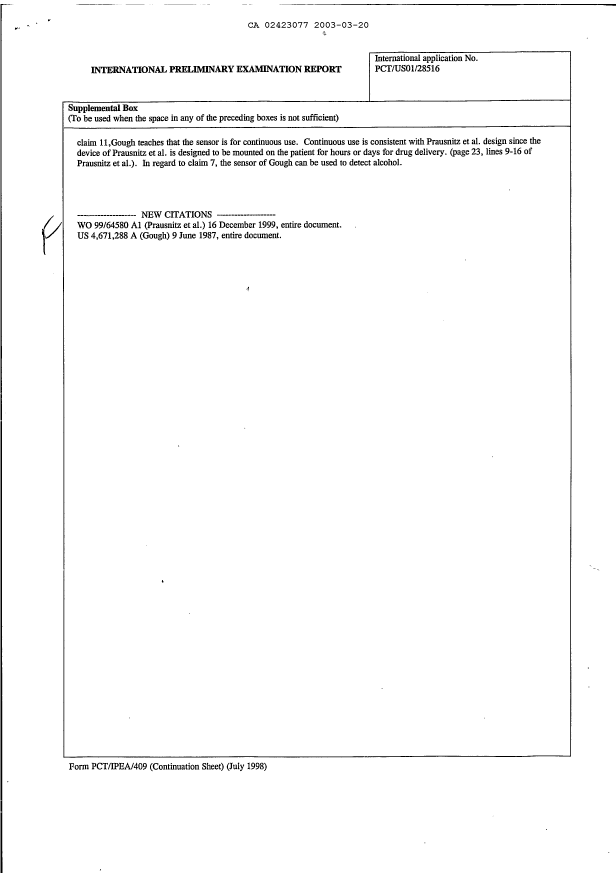 Canadian Patent Document 2423077. PCT 20030320. Image 6 of 6