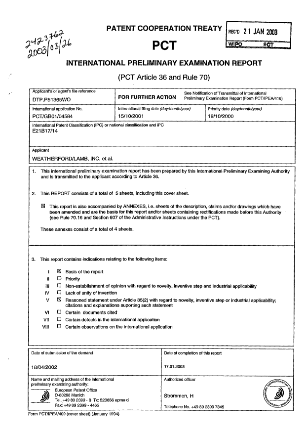 Document de brevet canadien 2423762. PCT 20030326. Image 1 de 10