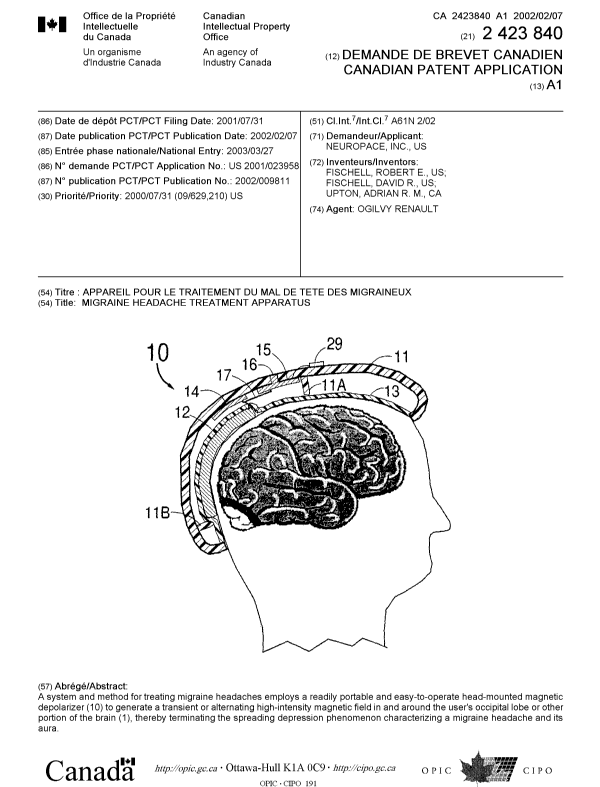 Canadian Patent Document 2423840. Cover Page 20030602. Image 1 of 1