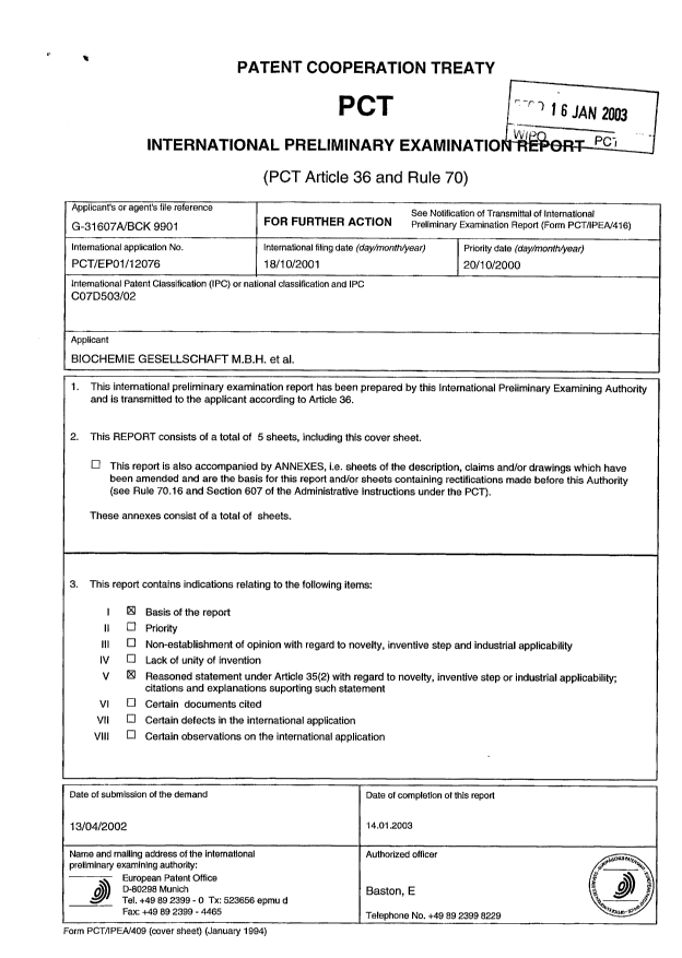 Document de brevet canadien 2424462. PCT 20030401. Image 1 de 5