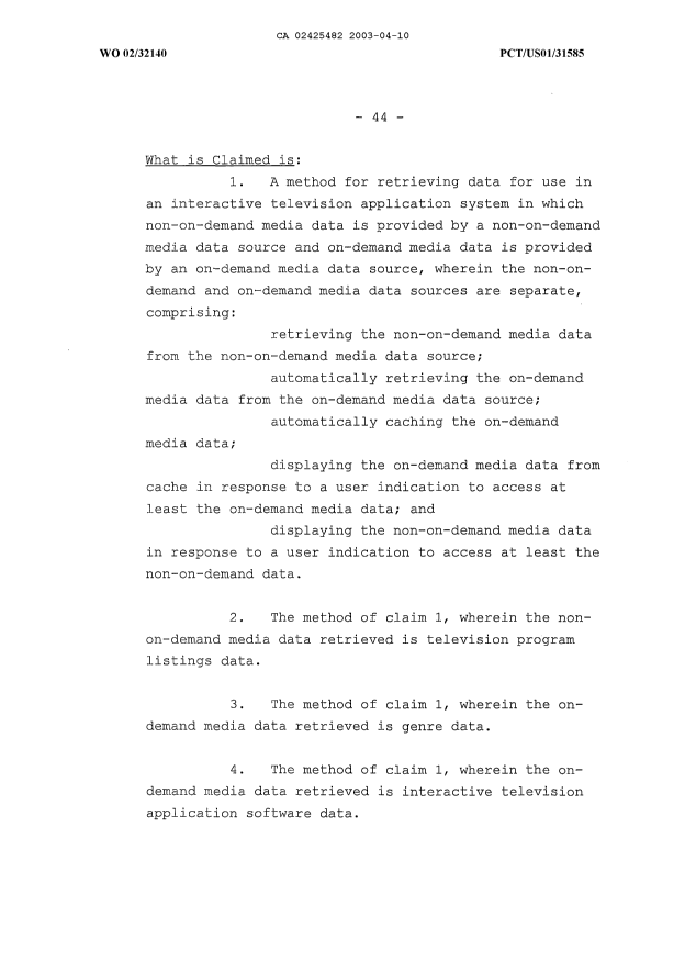Document de brevet canadien 2425482. Revendications 20030410. Image 1 de 12