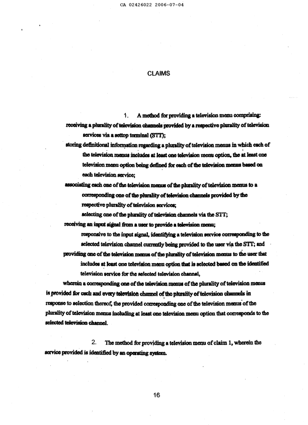 Document de brevet canadien 2426022. Revendications 20060704. Image 1 de 9