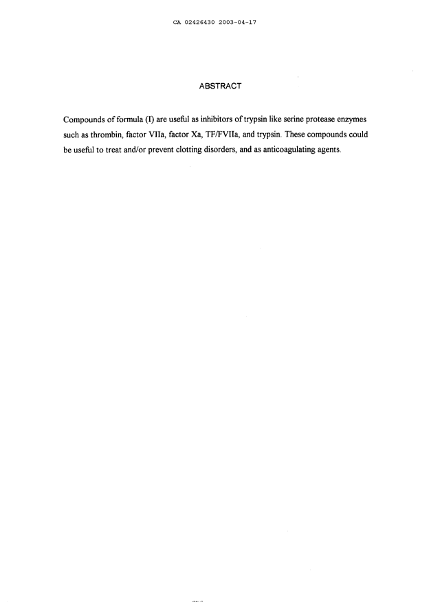 Document de brevet canadien 2426430. Abrégé 20030417. Image 1 de 1