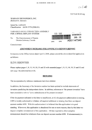 Canadian Patent Document 2429035. Prosecution-Amendment 20071223. Image 1 of 10