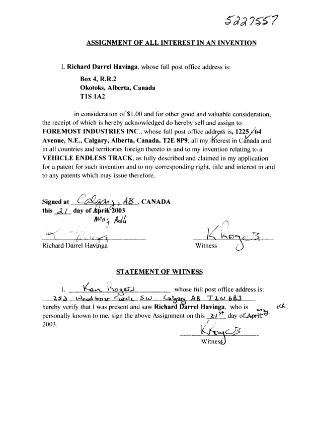 Canadian Patent Document 2430028. Assignment 20030528. Image 4 of 4