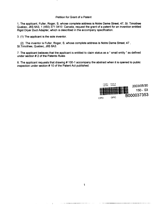 Canadian Patent Document 2430250. Assignment 20030530. Image 4 of 4
