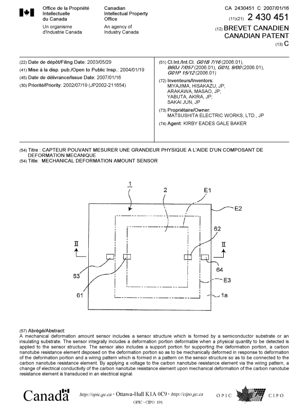 Canadian Patent Document 2430451. Cover Page 20061214. Image 1 of 1
