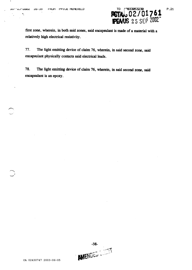 Document de brevet canadien 2430747. Revendications 20021205. Image 9 de 9