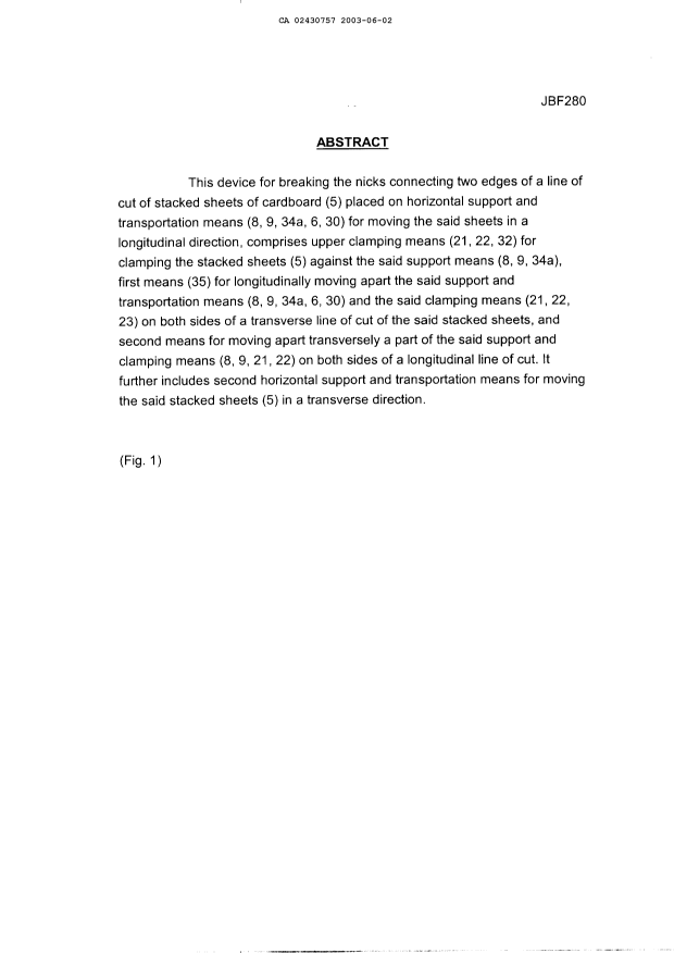 Document de brevet canadien 2430757. Abrégé 20030602. Image 1 de 1