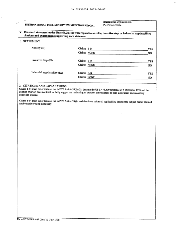 Document de brevet canadien 2431034. PCT 20021207. Image 3 de 3
