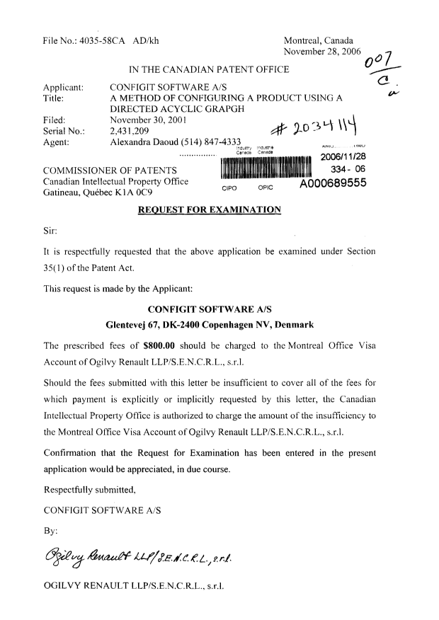 Canadian Patent Document 2431209. Prosecution-Amendment 20051228. Image 1 of 1