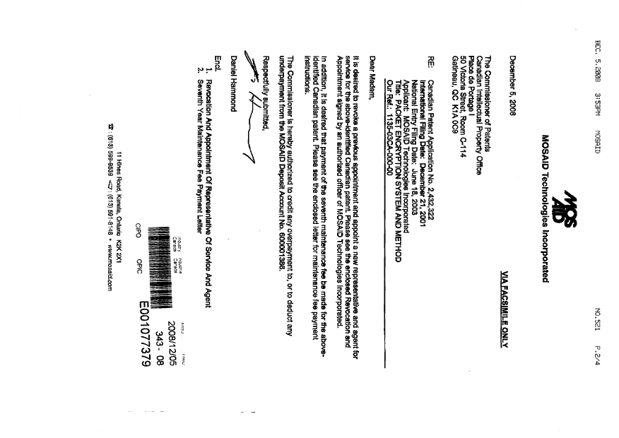 Canadian Patent Document 2432322. Correspondence 20071205. Image 3 of 4