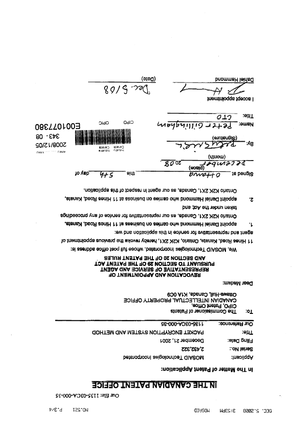 Canadian Patent Document 2432322. Correspondence 20071205. Image 4 of 4