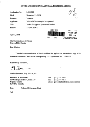 Canadian Patent Document 2432322. Prosecution-Amendment 20071207. Image 1 of 1