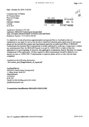 Canadian Patent Document 2432322. Correspondence 20091220. Image 1 of 2