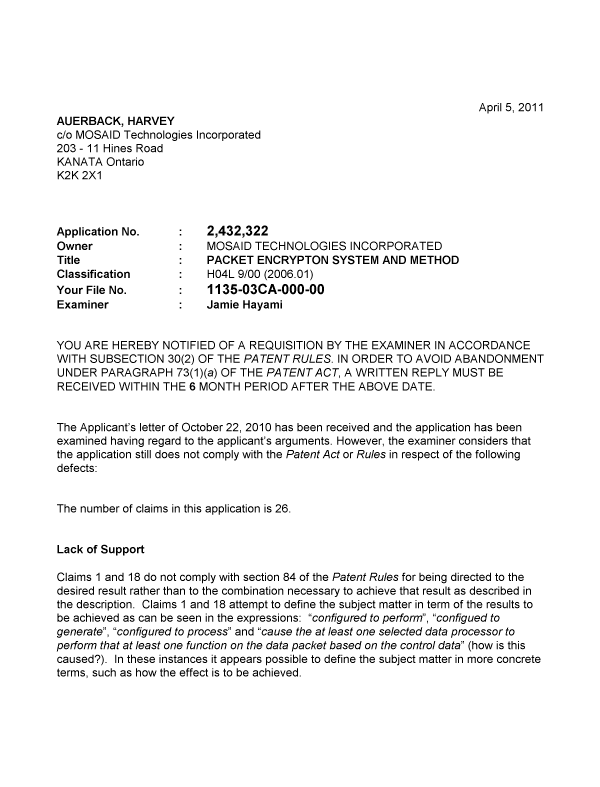 Canadian Patent Document 2432322. Prosecution-Amendment 20101205. Image 1 of 4