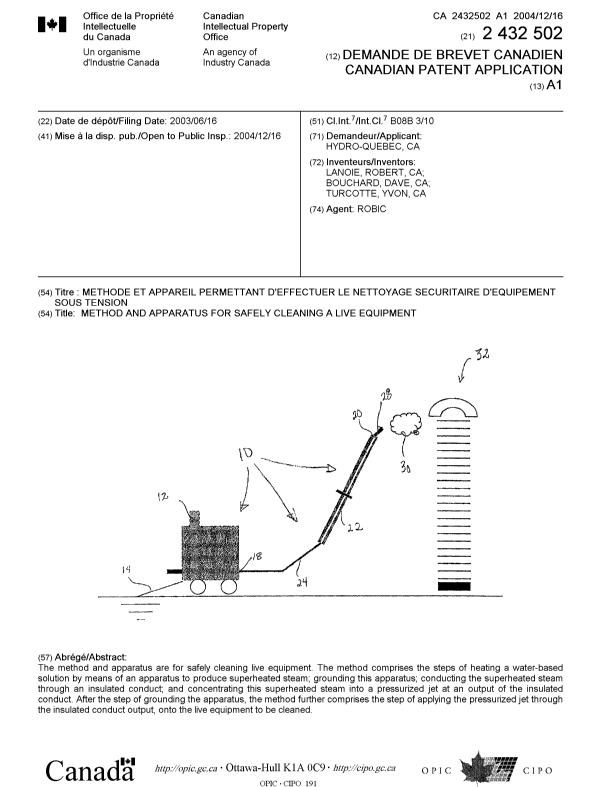 Document de brevet canadien 2432502. Page couverture 20031219. Image 1 de 1