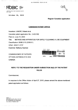Document de brevet canadien 2432502. Poursuite-Amendment 20091226. Image 1 de 19