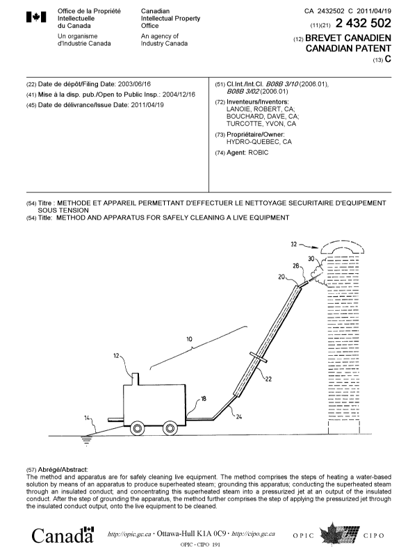 Document de brevet canadien 2432502. Page couverture 20101218. Image 1 de 1