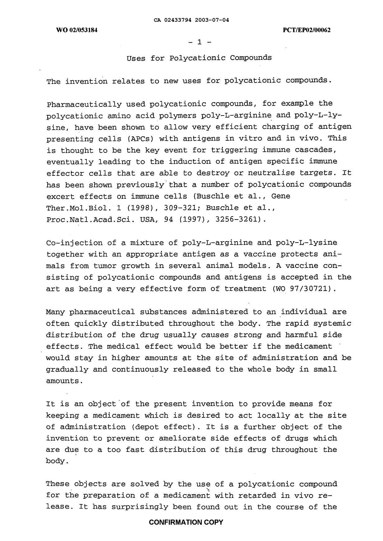 Canadian Patent Document 2433794. Description 20030704. Image 1 of 20