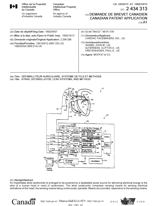 Document de brevet canadien 2434313. Page couverture 20030925. Image 1 de 2