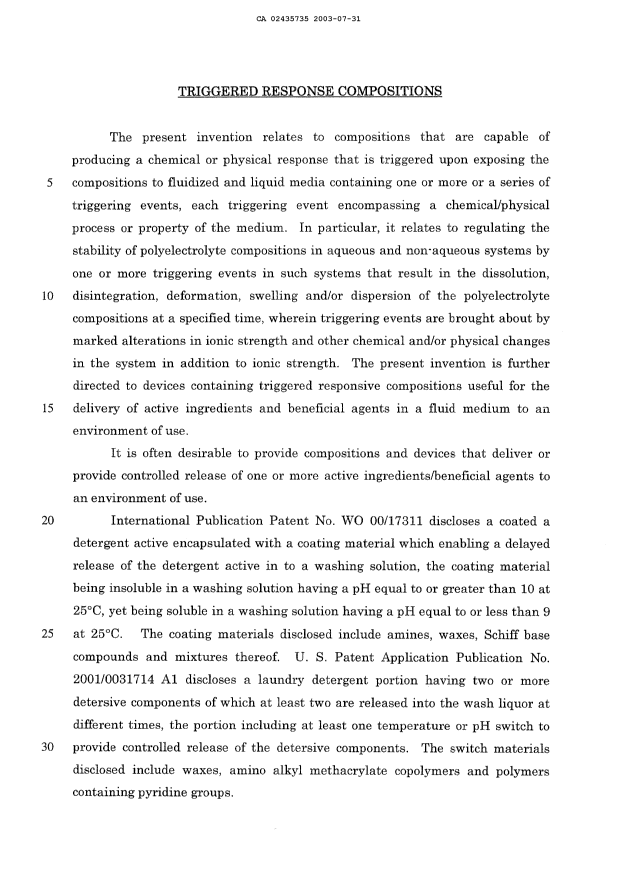 Canadian Patent Document 2435735. Description 20030731. Image 1 of 67