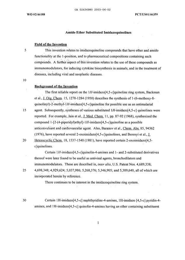 Canadian Patent Document 2436980. Description 20021202. Image 1 of 68