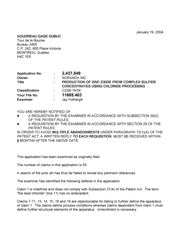 Document de brevet canadien 2437549. Poursuite-Amendment 20040119. Image 1 de 3